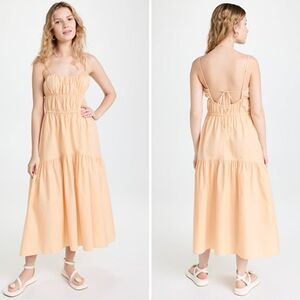 Vince ruched tiered cami midi dress medium NWT